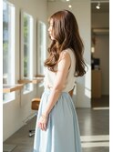 レイヤーロングベージュ20代30代40代くびれエクステ韓国ヘア