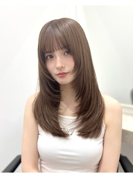 ディジョン(Dijon) 韓国顔まわりレイヤーカットグレージュオリーブベージュブラウン