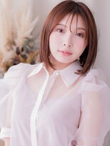 カバーヘア ブリス 上尾西口店(COVER HAIR bliss)&nbsp;艶髪ピンクブラウンブリーチなし切りっぱなしボブレイヤー20代a