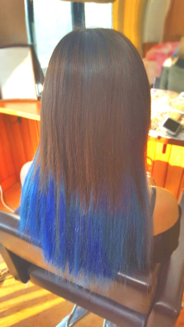 青グラデーションエクステ(*^^*)120g：L010935895｜エクステンション