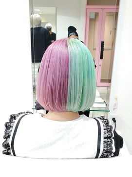 メルマードバーベル(Mermard Bavel) ハーフカラー(ピンク&パステルグリーン)