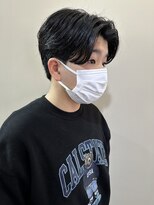 前下がり毛流れセンターパート