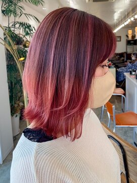 ユラギフロムユイマァル 水島店(YURAGI from YUIMARL) バレイヤージュ×ピンク