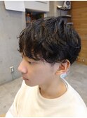 ニュアンスパーママッシュ波巻きダウンパーマメンズ目黒