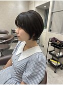 ブルーブラック透明感カラー大人可愛いショートボブ韓国