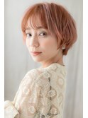 ミルクティーピンクハイライトくせ毛ショートZ志木10代20代30代