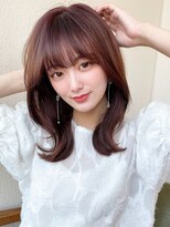 アフロート ディル(AFLOAT D'L)&nbsp;★美髪イヤリングカラーミニウルフ外ハネボブチェリーブラウン