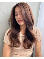 大人/小顔/レイヤーカット/シースルーバング/黒髪/ネビージュ
