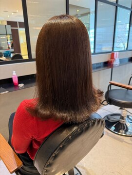 ダブル(W) 外ハネミディ/オレンジブラウン