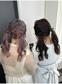 編み込みリボンツイン♪