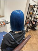 ケアブリーチダブルカラーブルーカラーボブ