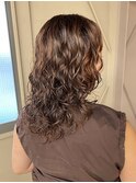 ゆるふわ大人可愛い♪20代30代ロングパーマオレンジベージュ
