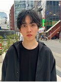 メンズフェザーマッシュセンターパート韓国ヘア