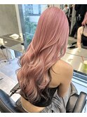 原宿ピンクベージュレイヤーカットケアブリーチミルクティー前髪