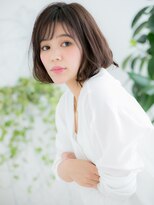 ネル 仙台(Nelu)&nbsp;仙台/髪質改善/流しバング!ラテグレージュ×ハッシュカットボブf