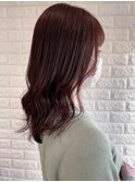 セミロング × cherry red