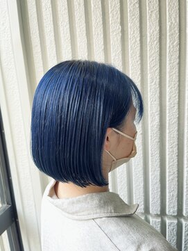 ネオリーブカップ 町田店(Neolive capu) まるみボブ☆ブリーチあり/サファイアブルー