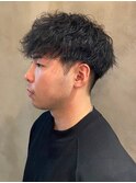 ツイストスパイラルパーマ　ツーブロック　マッシュパーマ