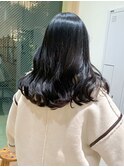 Say.reeブルーブラック黒髪ネビージュミディアムレイヤーカット