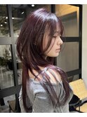 ワインレッド ボルドー レイヤーカット