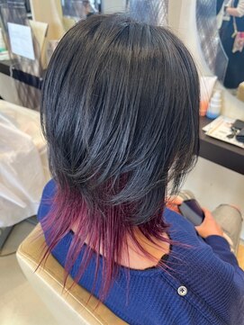 ヘアショップエヌアンドエー 久喜 栗橋店(hairshop N&A) レイヤーカット×ウルフ×インナーカラー レッド/ピンク