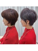 ショートボブ髪型40代50代60代前髪あり前髪なし【橋本】