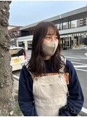 マロンブラウンカラー顔周りレイヤーカットブリーチなしカラー