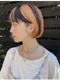オレンジ【ブロックカラー】ボブ