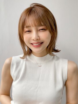 エトラ 渋谷店(etora) 韓国ヘア レイヤーカット くびれヘア アプリコットオレンジ"