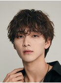 大分無造作シャドウパーマメンズカットシースルーマッシュ20代