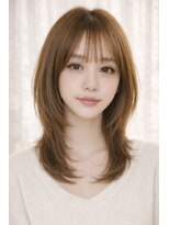 ウルヘアー 緑地公園(ulu hair)&nbsp;セミロングレイヤーカットストレートロングウルフカットベージュ