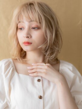カバーヘア ブリス 志木南口駅前店(COVER HAIR bliss) ダブルカラーハッシュカット金髪ゆるふわウルフパーマ10代20代W