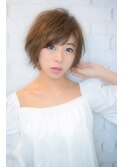【morio池袋】人気の大人かわいい斜めバンググラボブ風ショート