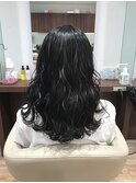 セミロング×波巻き