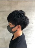 爽やかメンズ☆ビジネスショートマッシュ黒髪透明感カラー