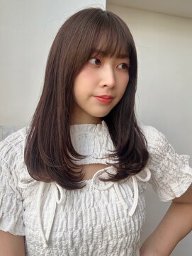 バイオレット 表参道店(Violet) ナチュラル暖色ブラウンワイドバングミドルレイヤー