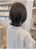 福山美容室caary レイヤー大人外ハネボブ透明感オリーブブラウン