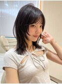 韓国ヘアーハッシュカットレイヤーカットグレージュブリーチ無し