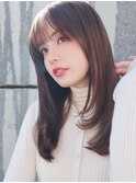 顔周りレイヤー/ミディアムレイヤー/艶カラー/松山