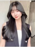 顔周りレイヤーカット 大人可愛い 髪質改善　くびれロング