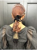 【Anli☆岩瀬萌】タイトあみおろし 金箔 ローポニー ヘアセット