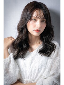 モッズヘア 上尾西口店(mod's hair) シースルーバング大人美人黒髪韓国風巻きロングy上尾30代40代