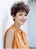 ☆ホワイトグレージュミニウルフデジタルパーマチェリーブラウン