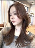 フェミニンカール大人ヘアモテ髪前髪パーマオフィスヘア