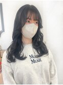 韓国くびれヘア/顔周り/レイヤーカット/黒髪/ロング/前髪/恵比寿
