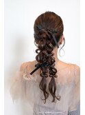 ヘアアレンジ/編みおろしポニーお呼ばれヘア