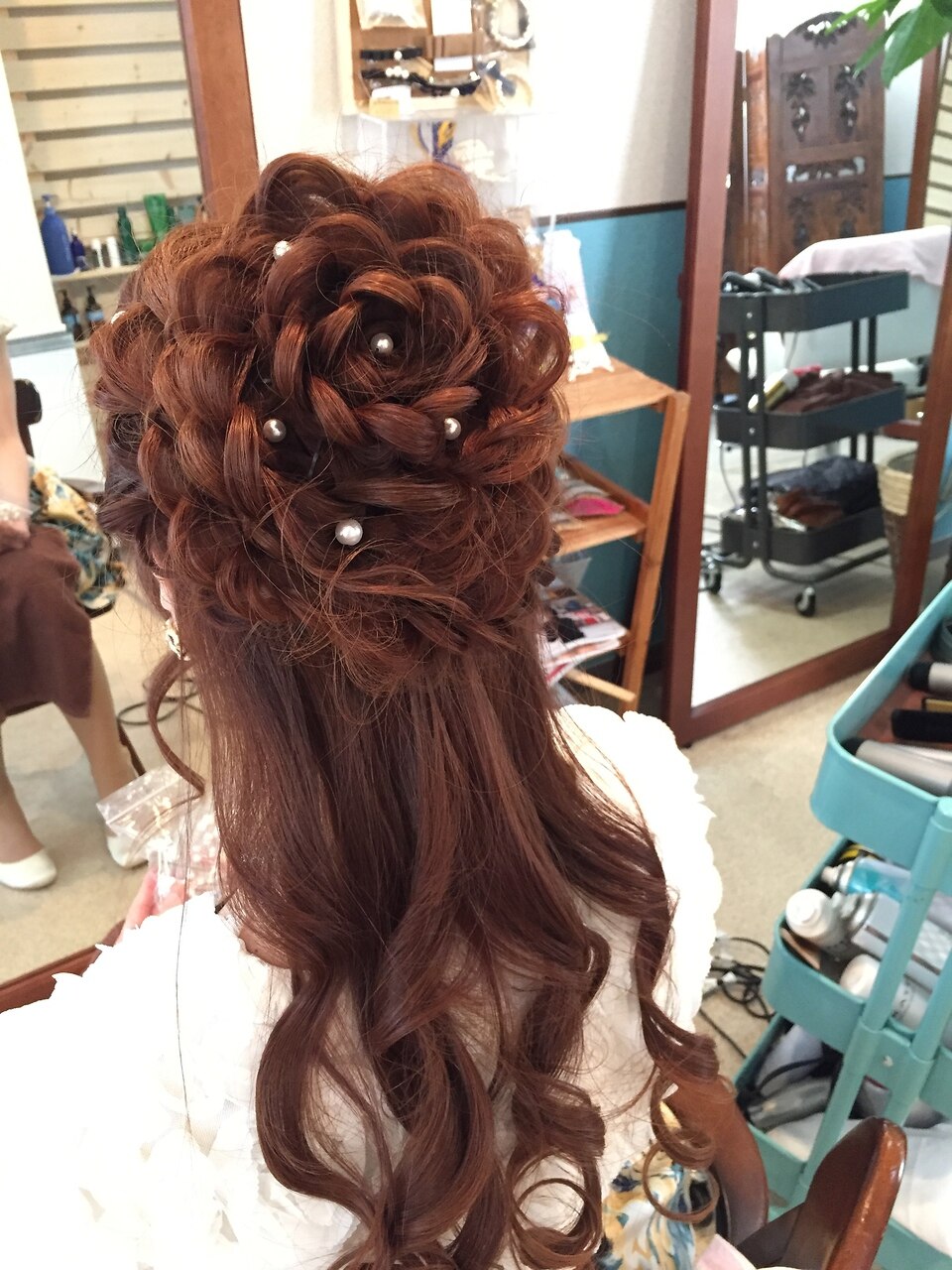 ローズアレンジバラハーフアップ【ヘアセット 立川 成人式