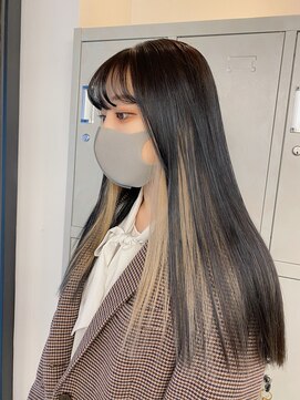 フラム 渋谷(flamme) black hair × inner blonde beige