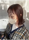 オン眉 インナーカラー ピンク