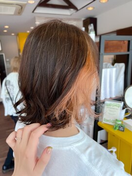 リン(Lin.) 明るい白髪染×ペールオレンジ